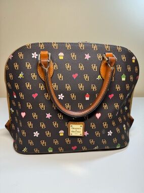 Dooney & Bourke Gretta Novelty Print Satchel with Pink Hearts & Cupcakes